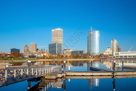 密歇根湖城市生活蓝色的高清图片