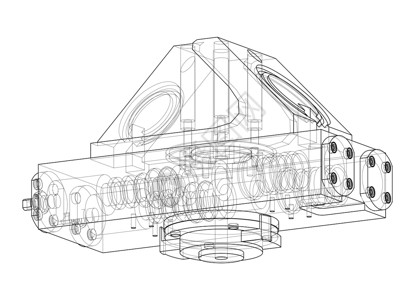 抽象行业对象概念 韦克托机械草图框架绘画建筑师蓝图机器插图工业电脑背景图片