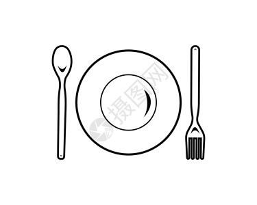 咖啡馆或餐馆的抽象标志食物餐具早餐用餐刀具餐厅黑色团体晚餐餐饮背景图片