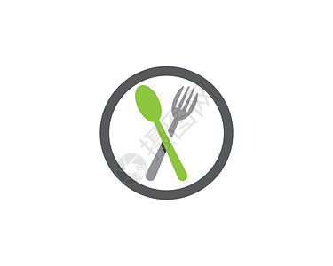 绿色叉子叉子和勺子图标 vecto用餐食堂绿色按钮环境插图黑色服务食物银器插画