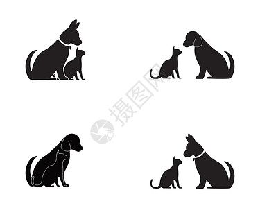 猫和狗矢量轮廓日志情况框架艺术猎犬商业绘画插图医院公司艺术品背景图片