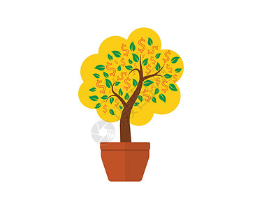 发财树繁荣象征插图生长环境标识剪贴植物绿色现金艺术商业背景图片