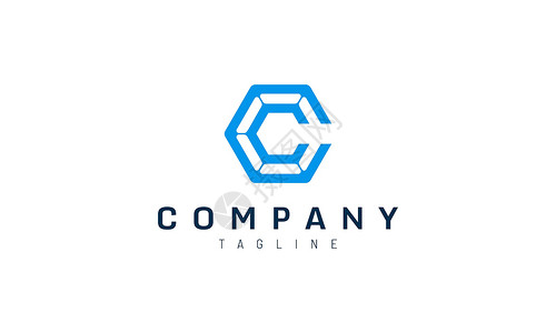 首字母设计字母 C 为蓝色 科技公司的标志背景图片