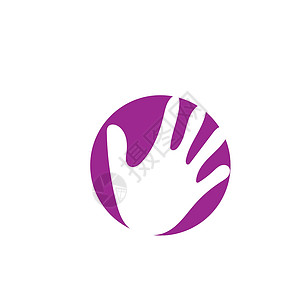 手形图标矢量图解设计日志帮助棕榈社区标识手指友谊合伙白色背景图片
