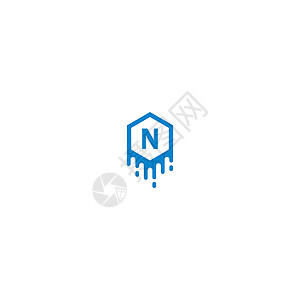 蓝色设计概念中的字母 N 标识黑色奢华衬线体营销圆圈公司标题正方形字体品牌背景图片