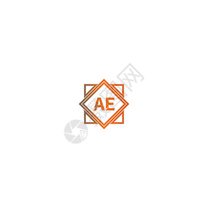 方形 AE 标志字母设计插图标题公司奢华正方形品牌互联网营销商业橙子背景图片