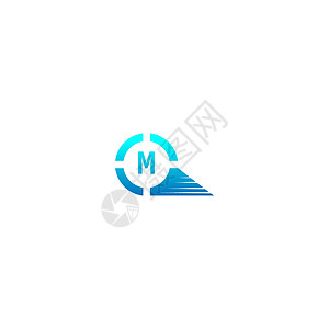 渐变颜色的圆形 M 标志字母设计概念创造力艺术标识网络公司商业圆圈技术黑色品牌背景图片