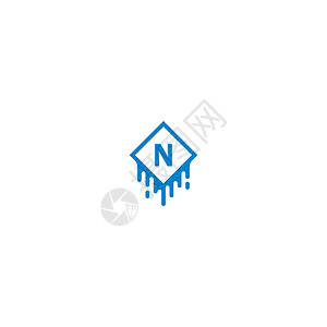 蓝色设计概念中的字母 N 标识圆圈公司创造力黑色品牌营销艺术衬线体网络字体背景图片