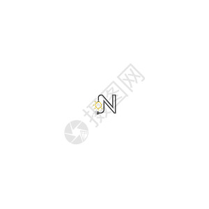 字母 N 和灯泡日志艺术标识字体卡片互联网网络圆圈活力公司技术背景图片