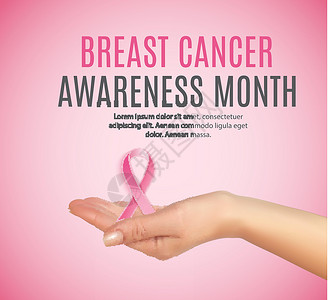 乳腺癌宣传月粉红丝带背景 矢量图案制作胸部药品女性医疗插图生活标签组织生存徽章背景图片