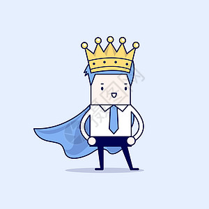 职业卡通人物戴着皇冠的商务人士 卡通人物细线风格矢量设计图片