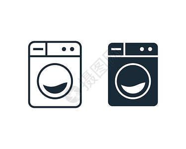 自助洗衣机智能手机图标矢量标志模板时尚设备插图设计家务标签电气家政机器器具洗衣房垫圈肥皂家庭设计图片
