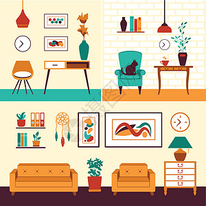 带家具和家居装饰的内饰系列背景图片
