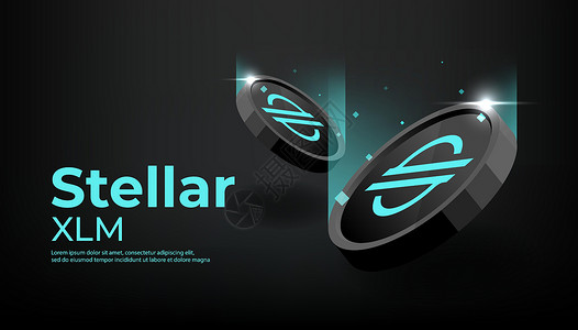 stellarStellar 或 XLM 硬币横幅  XLM 硬币概念横幅背景设计图片