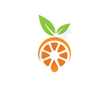 橙色水果橙色标志设计水果叶子生态植物饮食果汁圆形橙子绿色营养插画