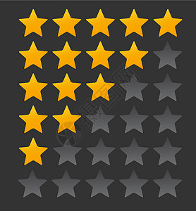 星级评定 评估系统和正面审查标志 它制作图案矢量收视率公司黄色评分商业质量产品插图按钮白色插画