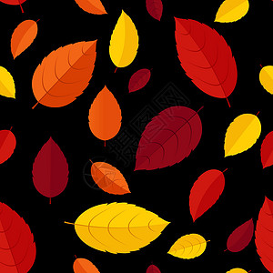 秋天的树叶无缝图案背景矢量图季节绘画装饰品植物红色叶子纺织品墙纸艺术橙子背景图片