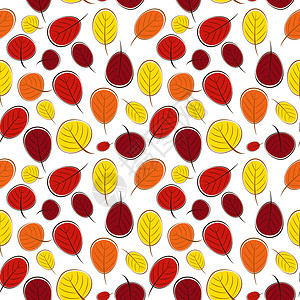 秋天的树叶无缝图案背景矢量图叶子艺术植物橙子纺织品黄色装饰品季节插图绘画背景图片