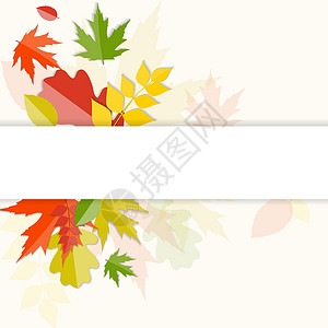 感恩回馈活动闪亮的秋天自然树叶背景 它制作图案矢量艺术橙子圆圈绘画季节感恩框架魔法金子植物插画