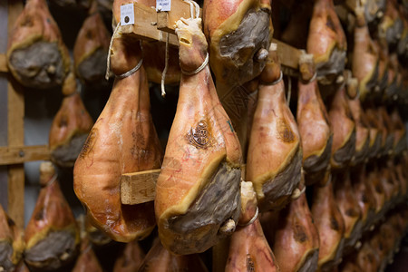 无肉日2018年5月2日 意大利波洛尼亚火腿工厂的熏肉金融商业猪肉制作人火腿制造业熏制加工美食养护背景