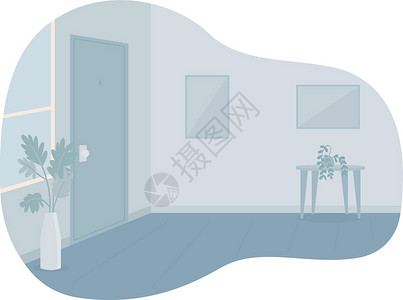 客厅挑空空荡荡的房间 门紧闭 二维矢量隔离它制作图案插画
