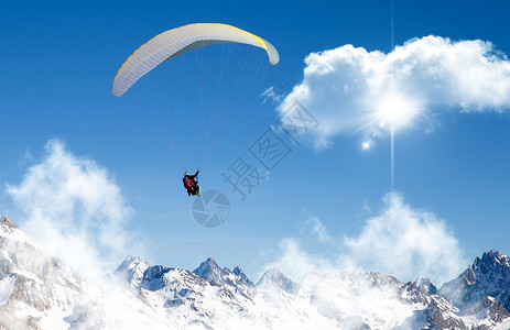 滑翔滑动飞行自由冒险肾上腺素挑战活动行动降落伞孤独天空背景图片