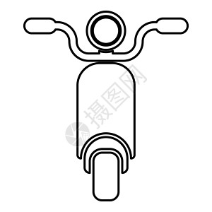 轻便摩托车摩托车电动自行车轮廓轮廓图标黑色矢量插图平面样式图像背景图片