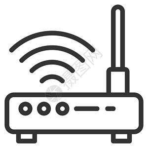 宽带信号Wifi 路由器图标设计大纲样式插画