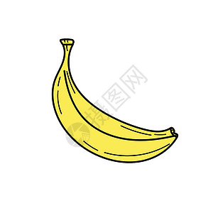 手绘香蕉白色背景上的香蕉图标 它制作图案矢量蔬菜卡通片饮食草图健康手绘食物水果标签墨水设计图片