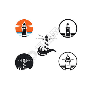 灯塔标识灯塔图标矢量插图设计冒险地标旅行支撑建筑学海洋探照灯假期海滨海滩插画
