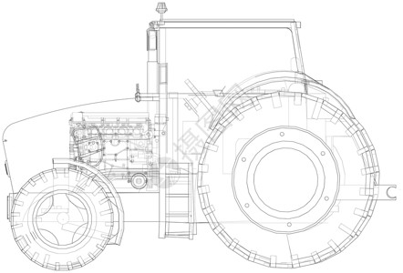 机械字农用拖拉机概念 韦克托蓝图车轮字法机械农场插图车辆收割机收获小麦插画