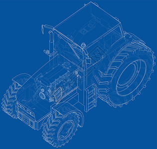 机械字农用拖拉机概念 韦克托农业收成字法车辆园艺家绘画艺术机器农民运输插画