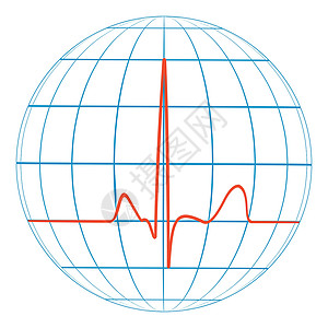 起搏器心脏行星地球心脏脉冲 心电图 脉冲的矢量线与平面设计图片