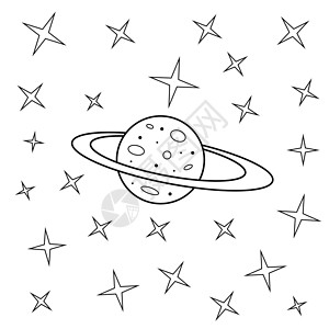 星空简单画行星和starsvector夜空与天体背景图片