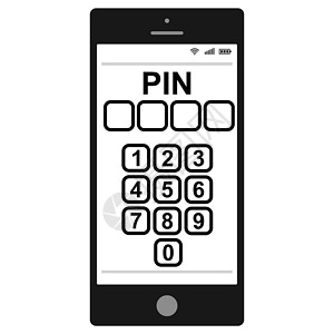 手机拨号在码个人识别号码上输入 PIN 码以保护个人数据插画