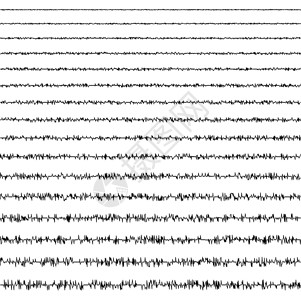 地震学具有随机频率和振幅的地震振动形式的地震波水平线涂鸦集记录地球振动的矢量地震图设计图片