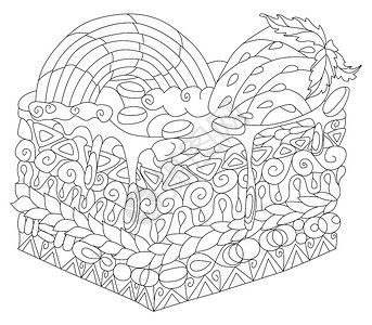 书心矢量小菜一碟与彩虹和 strawberr蛋糕艺术染色压力糕点杯子调色师禅绕涂鸦时间插画