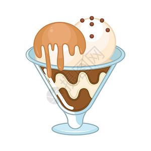 香草冰淇淋球玻璃碗矢量它制作图案中的冰淇淋球插画