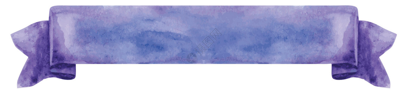 矢量紫丝带 孤立在白色背景上的手绘横幅背景图片