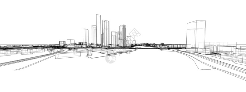 建筑字的素材矢量 3d 城市景观 建筑物和道路草图天际字法项目框架摩天大楼建筑师大街横幅街道插画