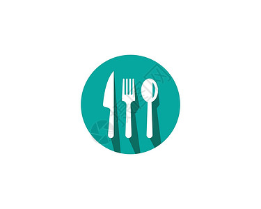 绿色餐具叉子 刀子和勺子 ico厨房按钮白色餐厅插图食物绿色桌子环境健康插画