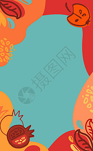 秋季矢量背景与秋季销售的字体排版 带有签名的秋季销售横幅海报背景 苹果叶石榴 明信片邀请车销售模板背景图片