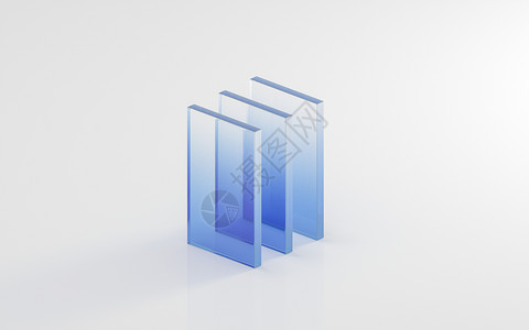 具有白色背景的渐变玻璃3d 渲染漂浮陈列柜广告创造力彩色流动小样玻璃几何学蓝色背景图片