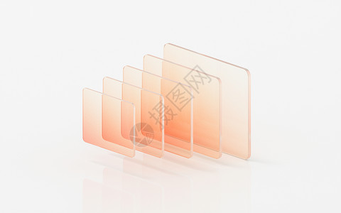 具有白色背景的渐变玻璃3d 渲染彩色创造力流动坡度玻璃几何陈列柜漂浮广告橙子背景图片