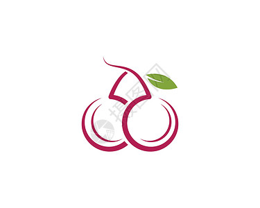 樱桃标志 vecto食物标签标识插图水果果汁浆果白色叶子红色插画