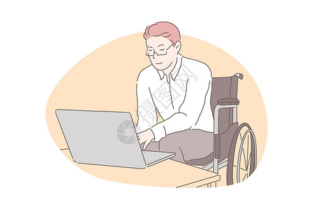 可代步的轮椅家庭教育远程工作可访问性概念设计图片