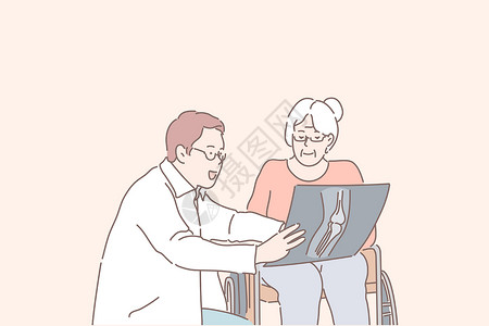 老年女性打招呼健康外科放射学老年病概念设计图片