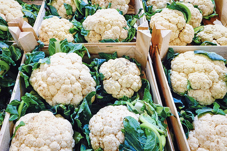 蔬菜市场上出售的花菜花椰菜新鲜的高清图片素材