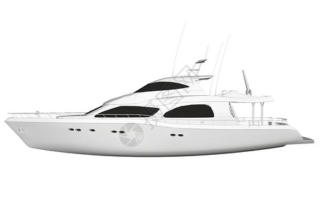 奢华游艇孤立在白色背景上的白色游艇模型 侧面图  3D 它制作图案矢量假期血管海浪巡航草图海洋运输奢华甲板插图插画