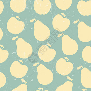 绿色梨Grunge 复古矢量无缝模式的水果苹果和豌豆装饰红色创造力插图绘画纺织品风格植物装饰品食物设计图片